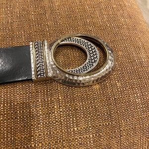 1 1/2” black belt with silver buckle